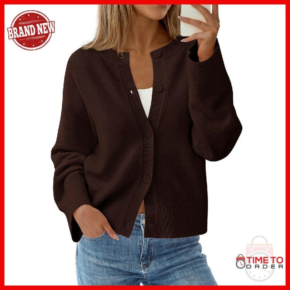 Oversized Chunky Knit Cardigan Long Sleeve Button Up Winter Sweater